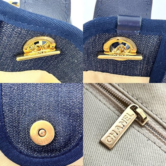 Sold on our website CHANEL Deauville Medium Denim Navy Shopping Tote Bag - Picture 7 of 11